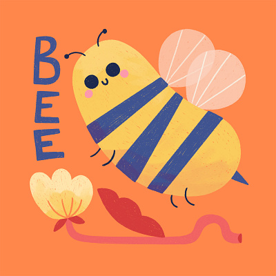 Peachtober - Bee Illustration bee bug cute fun illustration kid nature procreate youth