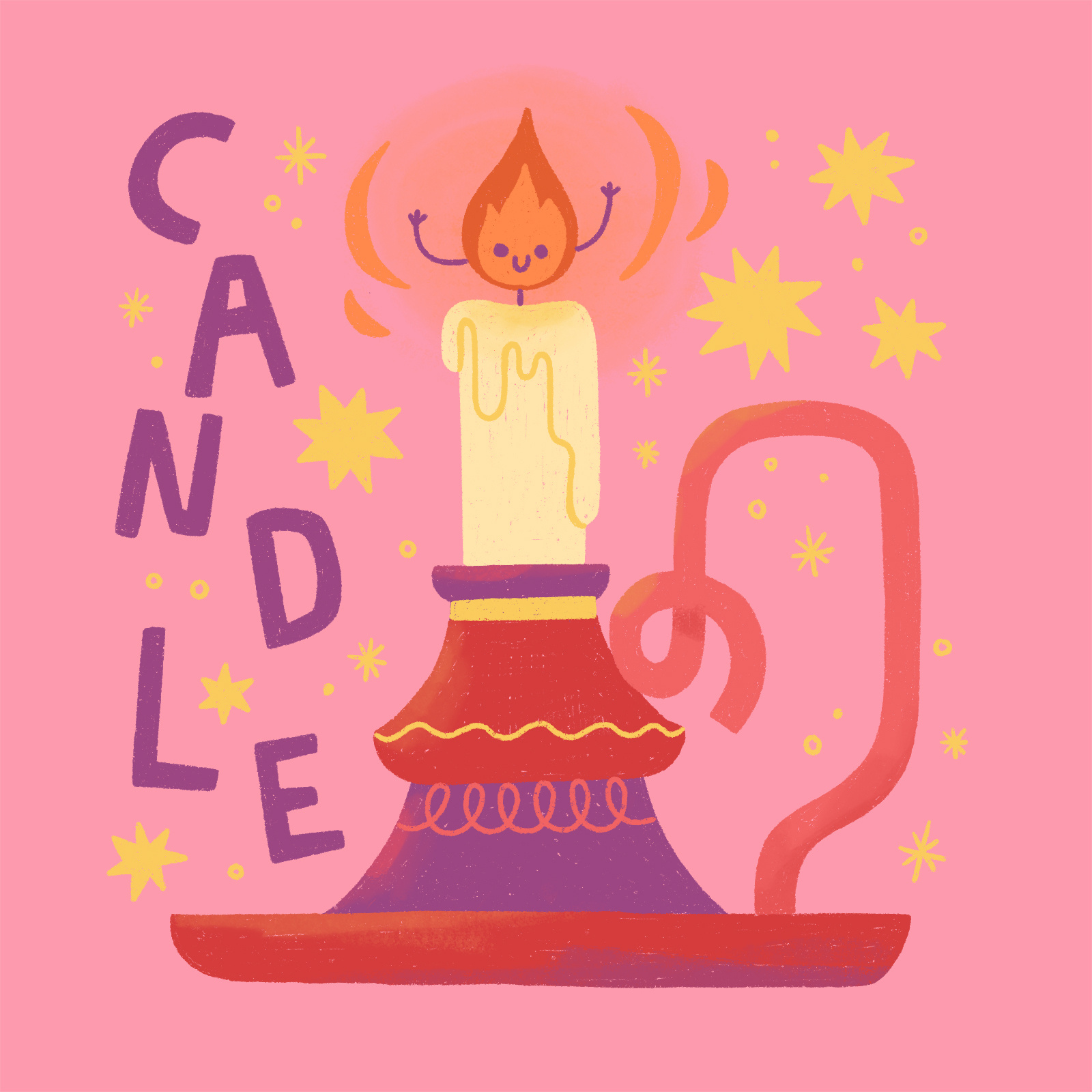 Peachtober - Candle Illustration candle character cute flame fun illustration magical procreate