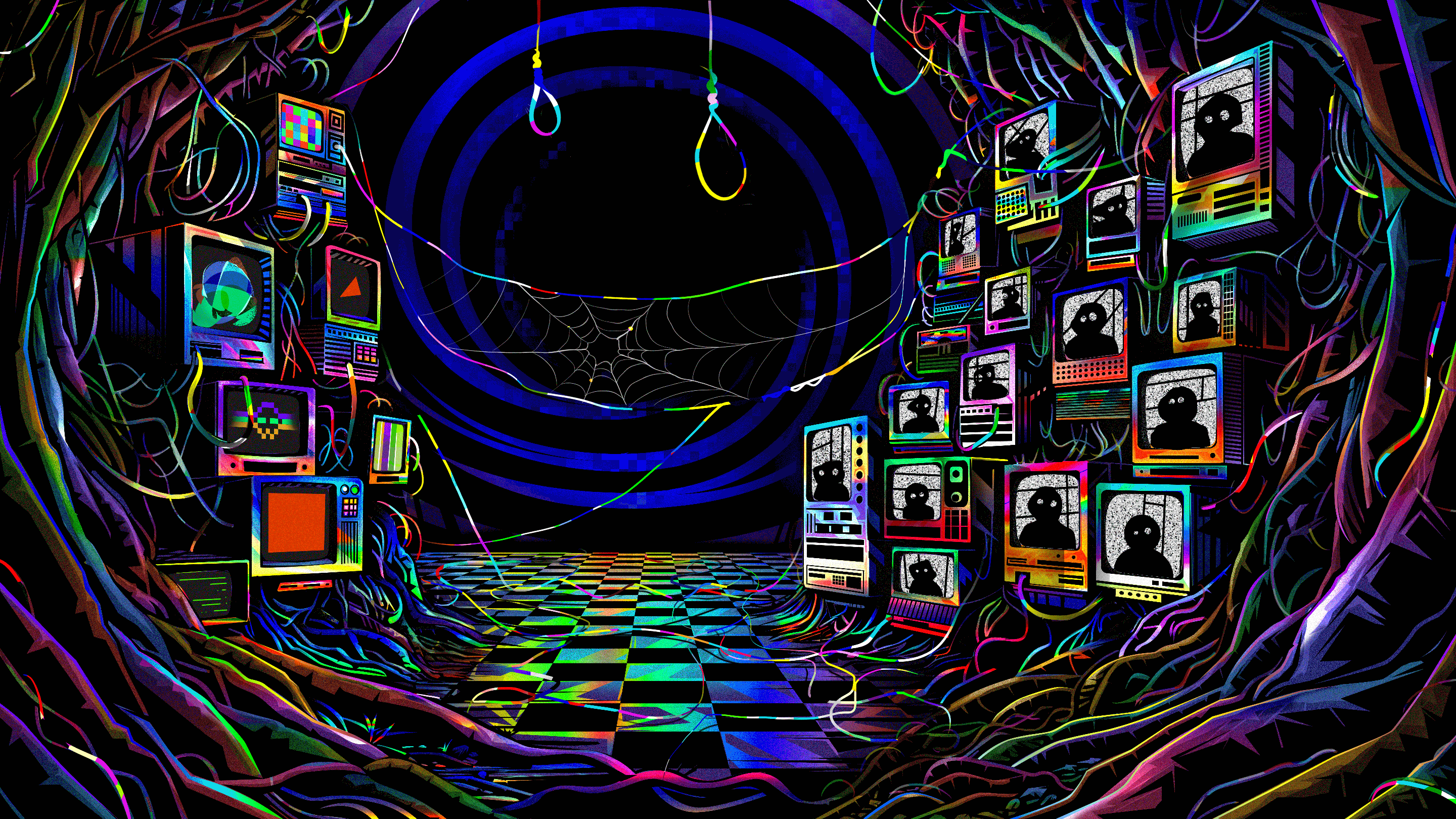 Choose your side ANON animation battle colorful digital art realm gif glitch glitchart glitchmaestro hologram illustration nft nfts pfp surreal trippy vivid web3