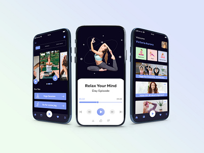 Yoga App Screen Design app body dumbbell energy exercise healthcare healthy layout lifestyle massage mindfulness position psychology relaxation stretch template ui vector workout yoga