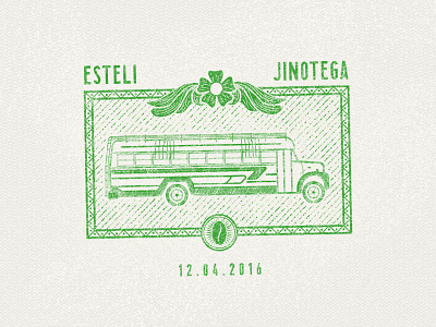 Esteli passport stamp chicken bus editorial illustration esteli illustration illustrator jinotega nicaragua spot spot illustrations stamp travel
