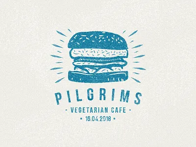 Pilgrims cafe passport stamp burger cafe editorial illustration illustration illustrator spot spot illustrations stamp travel vegetarian