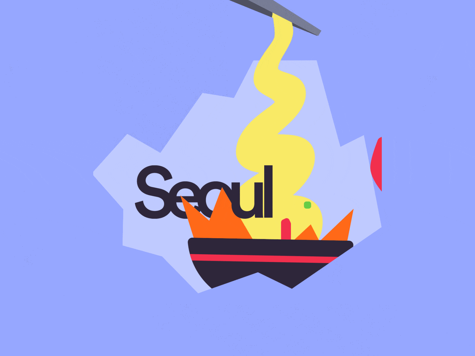 Heading to Seoul 🇰🇷 19–24Nov 2d animation creative gif illo illustration korea motion motion graphics noodles seoul tower travel