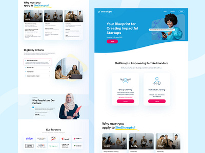 SheDisrupts - Crafting a Seamless Journey for Female Founders 🌟 empowerher landing page shedisrupts ui ui ux