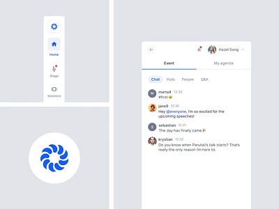 Hopin — White Label 🎨 app application blue chat clean event events interface layout meeting minimal mobile product saas simple ui ux virtual events whitelabel widelab