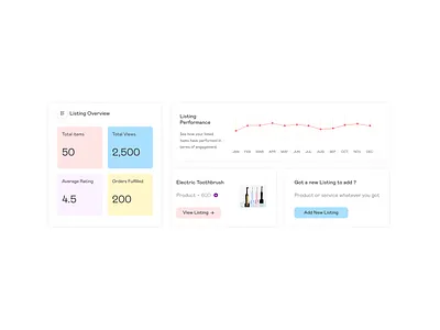 Vendor Dashboard Widgets design illustration ui
