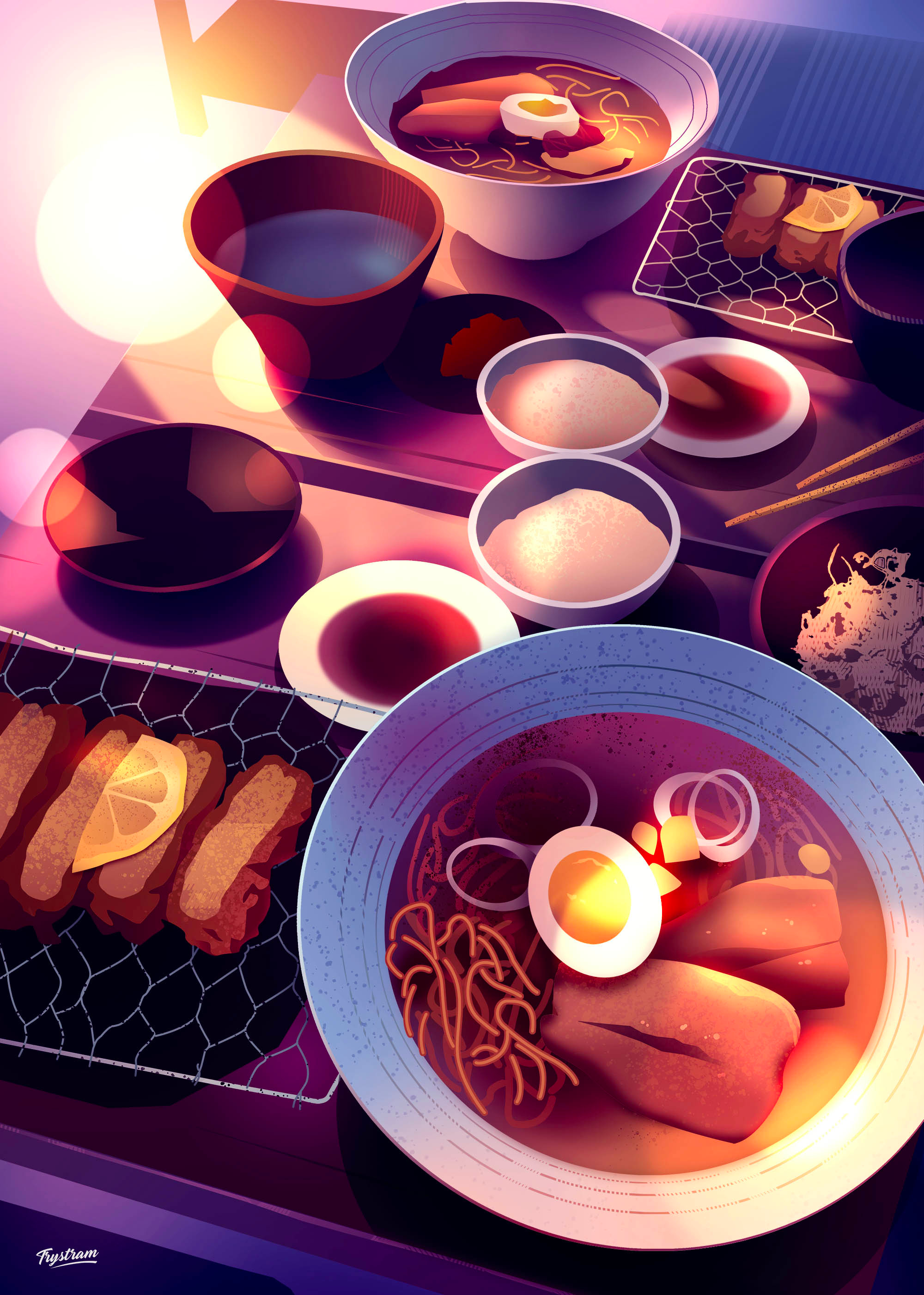 Lunch time culinary dish food good illustration japan photoshop ramen yummy