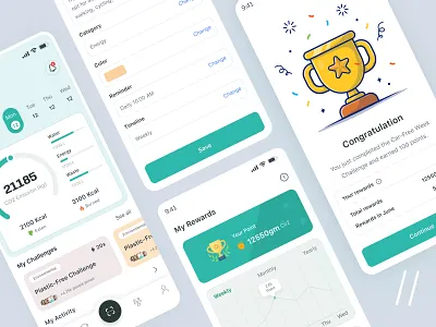 Sustainable Lifestyle Companion App clean ecoapp ecofriendly greenliving greentech ios lifestyleapp minimal mobile ui mobileappdesign product design sustainability sustainablehabits sustainableliving wellnessapp