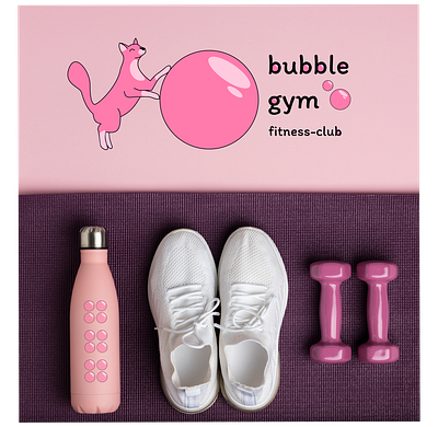 Logo for a fitness club cat figma fitness graphic design gum logo pink cat pink color vector