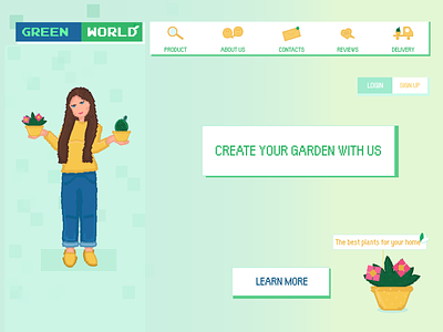 Flower shop in pixel style branding design flower green illustration pixel pixel style shop site