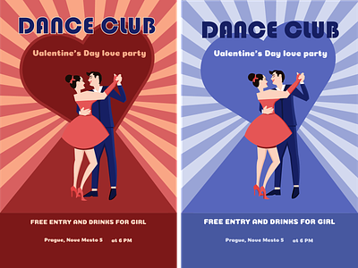 Retro dance party club dance dance club flaer graphic design heart invitation leaflet man party retro retro style woman