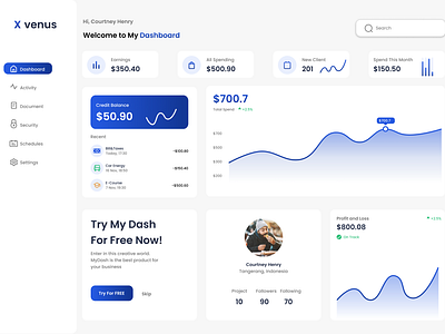 X Venus for Track Your Money bradning dashbboard landing landing page mobile apps ui ux