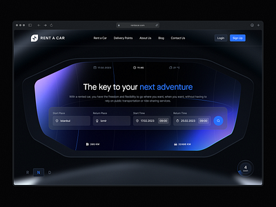 Rent a car hero car car interior dark mode dark site dark theme design form hero landing page rent rent a car rent hero search ui web