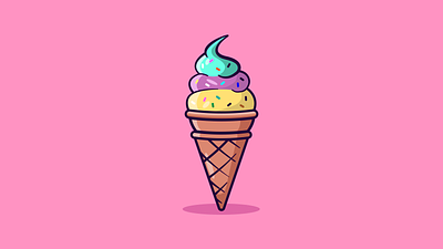 Ice Cream Vector Illustration 2d adobe illustrator colorful design graphic design ice cream illustration playful vector