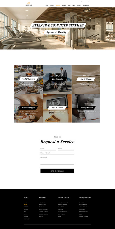 HOTELIE - Luxury Hotel Website - Services design hotel luxury service services ui uidesign webdesign website