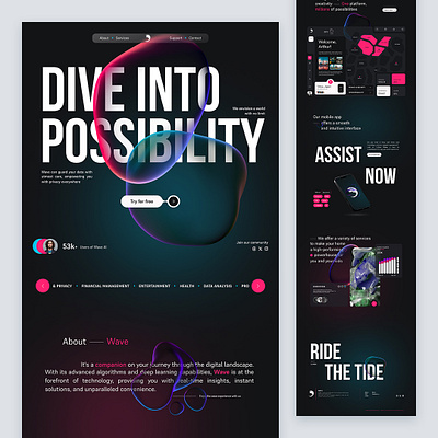 Wave AI - Virtual Assistant ai artificial intelligence clean concept innovation interface landing page layout minimal tech ui virtual assistant webdesign website