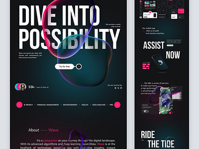 Wave AI - Virtual Assistant ai artificial intelligence clean concept innovation interface landing page layout minimal tech ui virtual assistant webdesign website