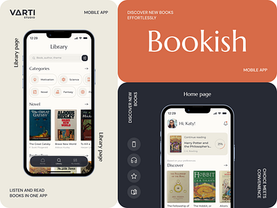 Bookish App appdesign application art book branding design flat graphic design icons ios logo minimalism mobile app reading ui ux