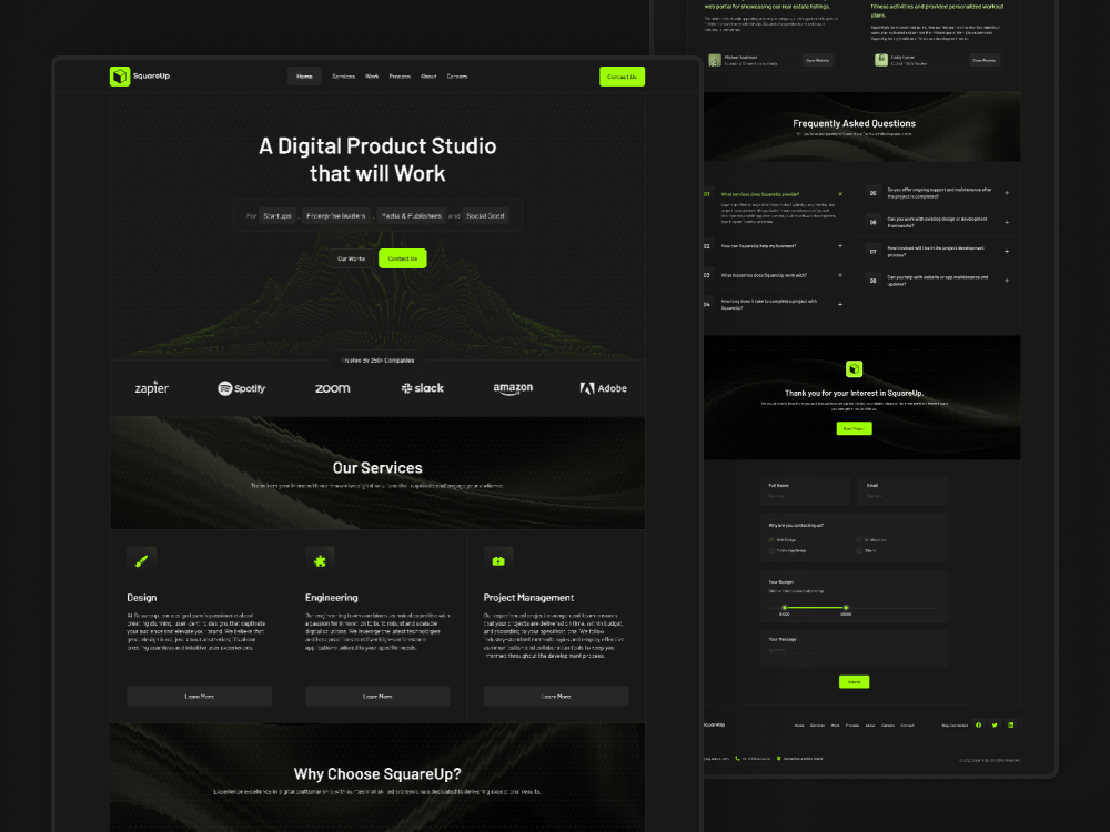 Landing Page / Home Page Design of Digital Agency agency black business company dark design digital agency first page home home page home page design landing page landing page design main page modern page template ui web website