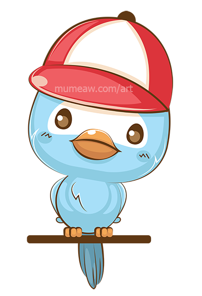 Adorable Blue Bird Cartoon with Red Hat animal animal lover bird bird love bird lover blue cartoon character design cute for kid kawaii mumeaw pet pet lover