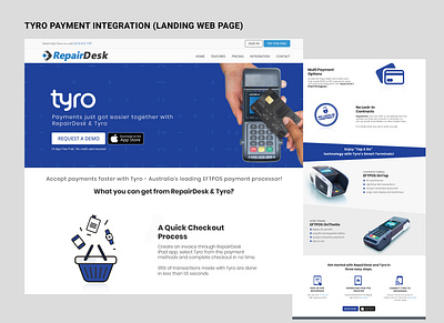 Tyro Payment Integration landing page android design graphic design ios ui ux web