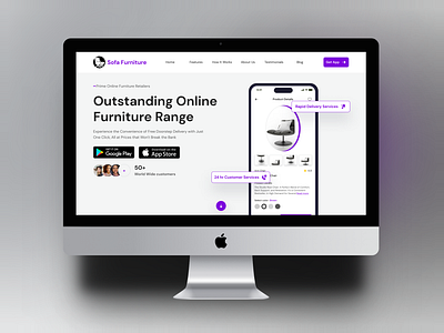 Landing page for a Furniture app case study figma furniture app landing page logo mobile app product design ui web design