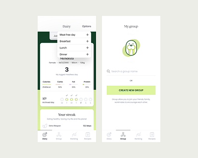 Meat free day app design minimal mobile ui ux