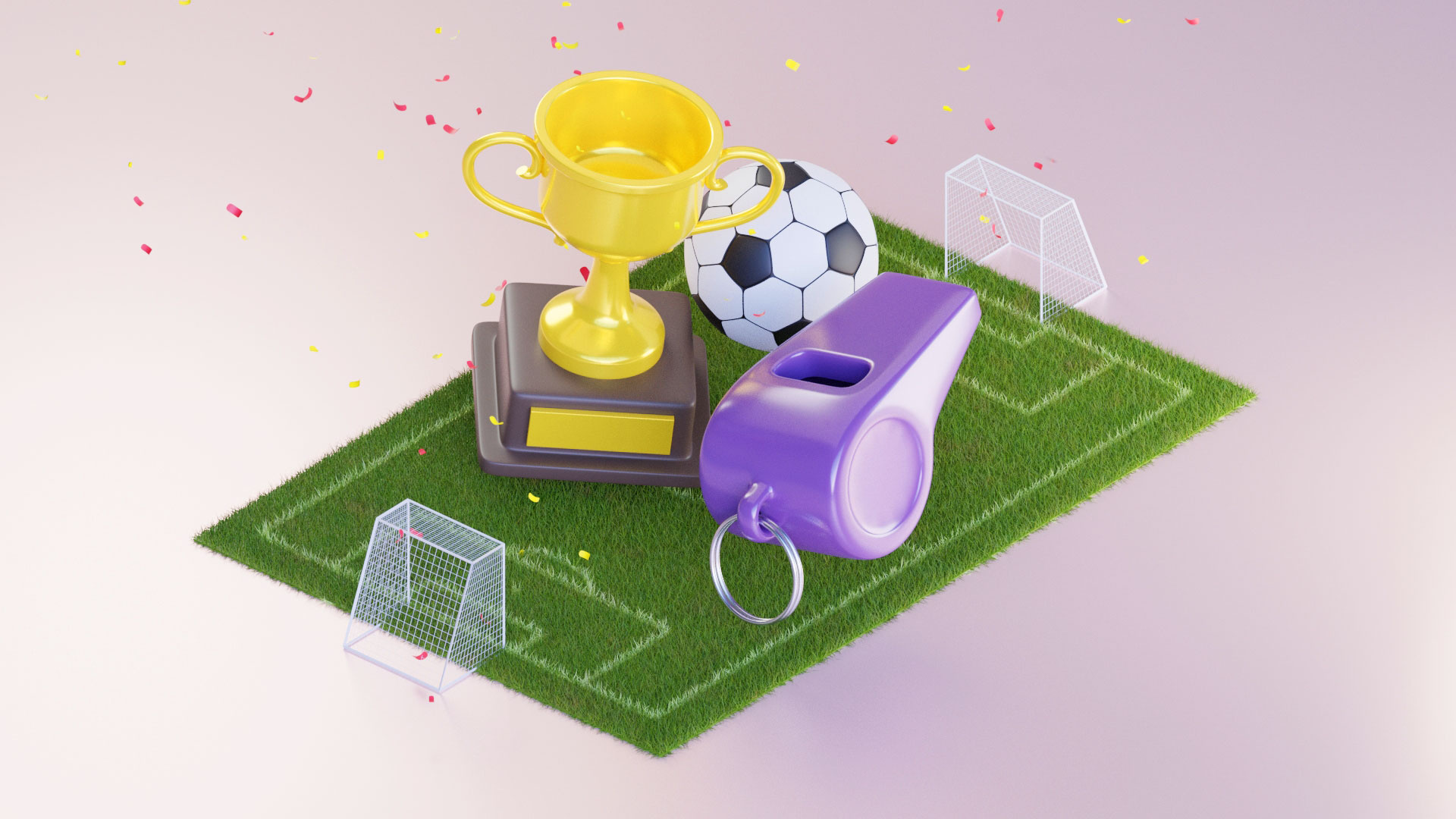 Score Success 3d b3d blender c4d celebration cup football ground sports whistle