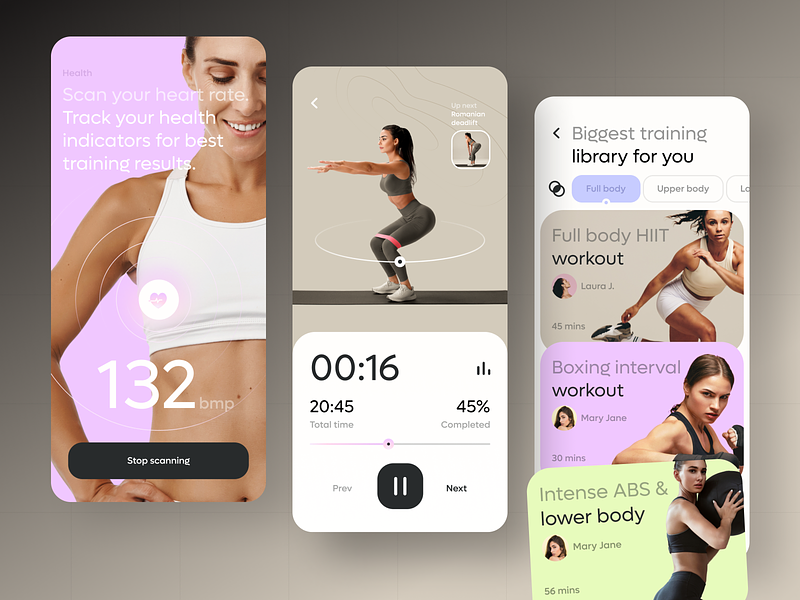 Fitness app design by Anastasia Golovko on Dribbble