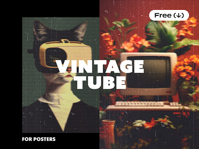 Old Tube TV Photo Effect channel crt download flicker free freebie glitch grain interference monitor noise pixelbuddha psd retro screen template tube tv vhs vintage