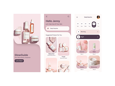 Skin Care daily routine mobile app skin care ui design