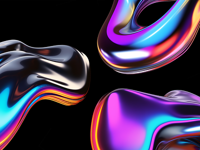 Holographic abstract liquid metal shapes 3d abstract bold chrome colorful form holographic iridescent liquid metal rainbow rendering shape vibrant