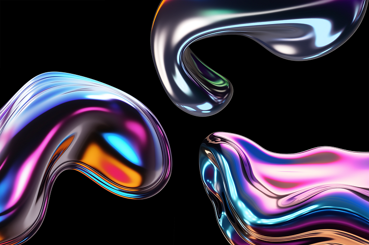 Abstract colorful liquid shape illustration on transparent