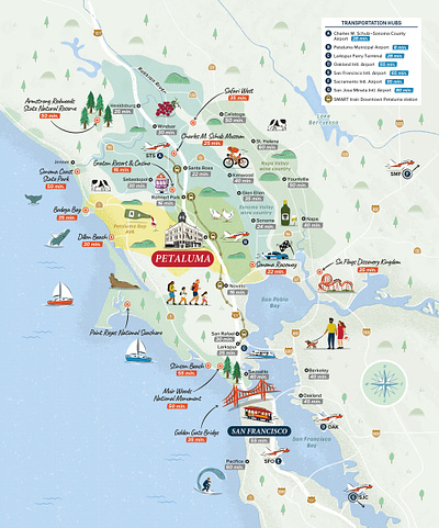 Bay Area illustrated map california editorial illustration illustrated map illustration illustrations illustrator map maps petaluma travel