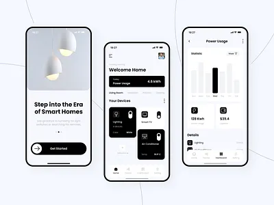 Smart Home Mobile App app design dashboard design electricity figma home control ios minimal mobile app mobile ui product design smart devices smart home smart house ui design user experience user interface visualization