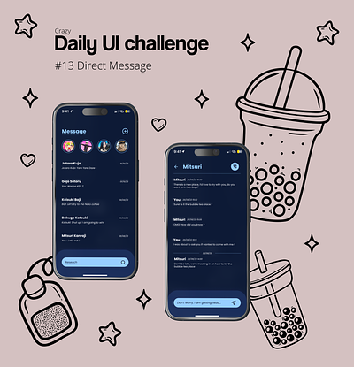 Daily UI Challenge #13 Direct Message app bubble tea conversation daily ui direct message message ui design ux design