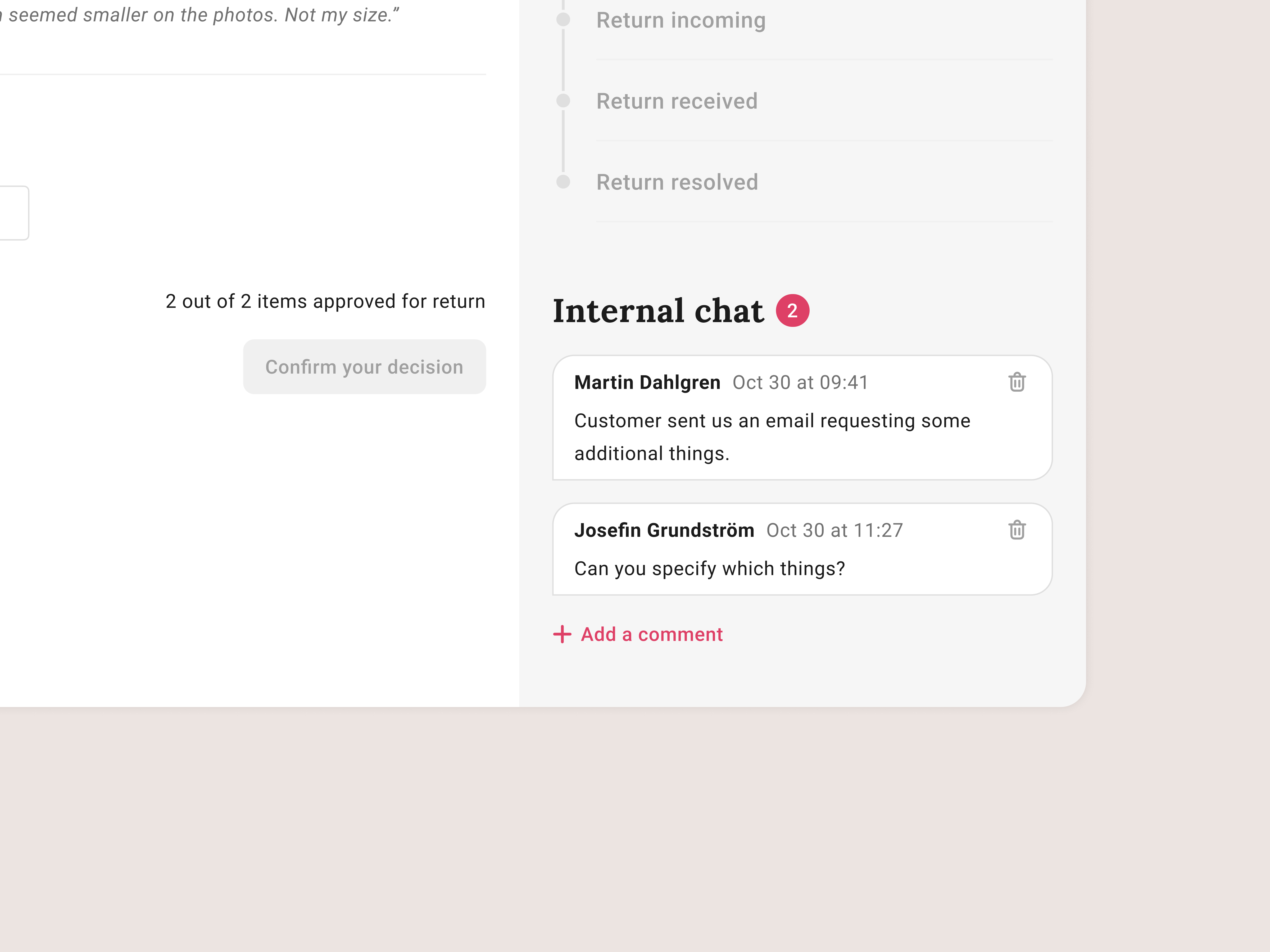 Internal chat for e-commerce merchants app chat design dialogue e commerce shopify ui