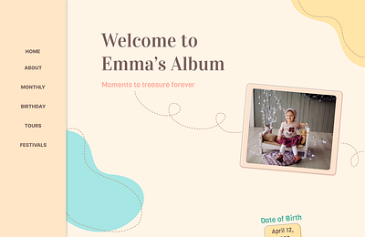 Emma's Album Blog babies birthday blog design figma graphic design illustration pastels ui