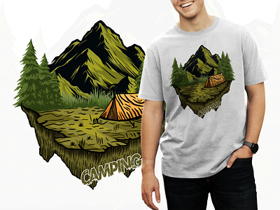 Camping outdoor t shirt design illustration summer camp t shirt design
