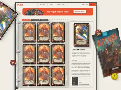 RPCiege Dashboard Design cards dashboard design development dungeons and dragons figma gaming graphic design magic magic the gathering retro rpg tactile texture ui ux video games vintage website website design