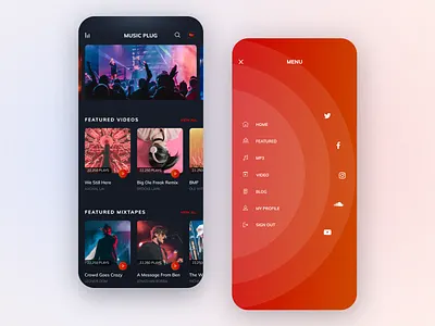 Music App Design animation app branding clean design event flat graphic design home illustration interactive landing page list menu mobile app mobile design music ui ui design ux