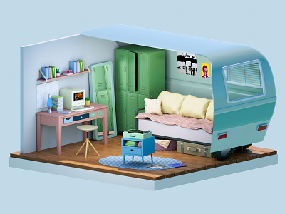 3D Camper Room 3d arnold camper cg cinema4d redshift render room rozov wnbl