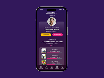 Habit Tracker Profile app habit tracker mobile product design ui ux