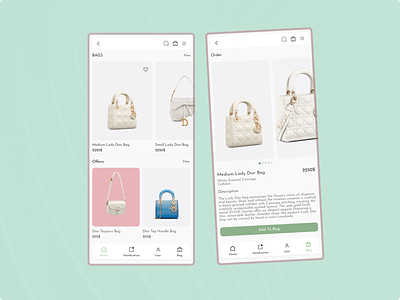 Bags Online Shop app bags design dior online shop shop ui ux