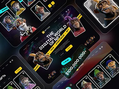 Concept - NFT marketplace art blockchain branding collection concept cryptocurrency digital digital world gaming investment landing page marketplace metaverse nft nft gallery nft monkey tokens ui web web design