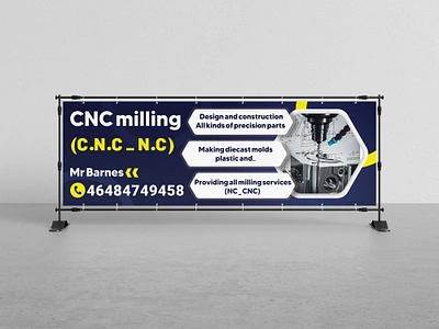 CNC Milling Banner ads banner blue branding design mockup photoshop yellow