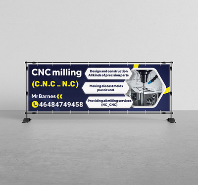 CNC Milling Banner ads banner blue branding design mockup photoshop yellow