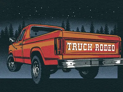Truck Rodeo branding drawing graphic design halftone illustration logo screenprint truck