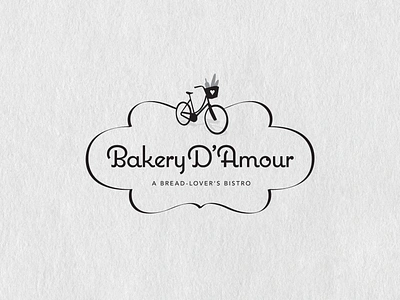 Bakery D'Amour Logo baguette bakery basket bike bistro branding bread french logo love