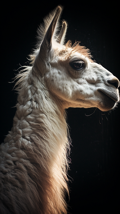 Llama Face Close-Up, Profile Image ai animals images llama peru